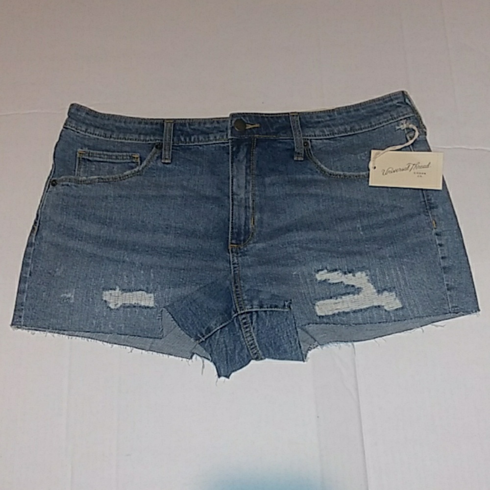 Blue high rise shortie shorts